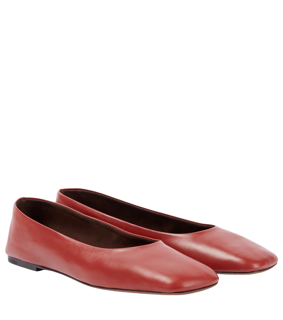 Square leather ballet flats