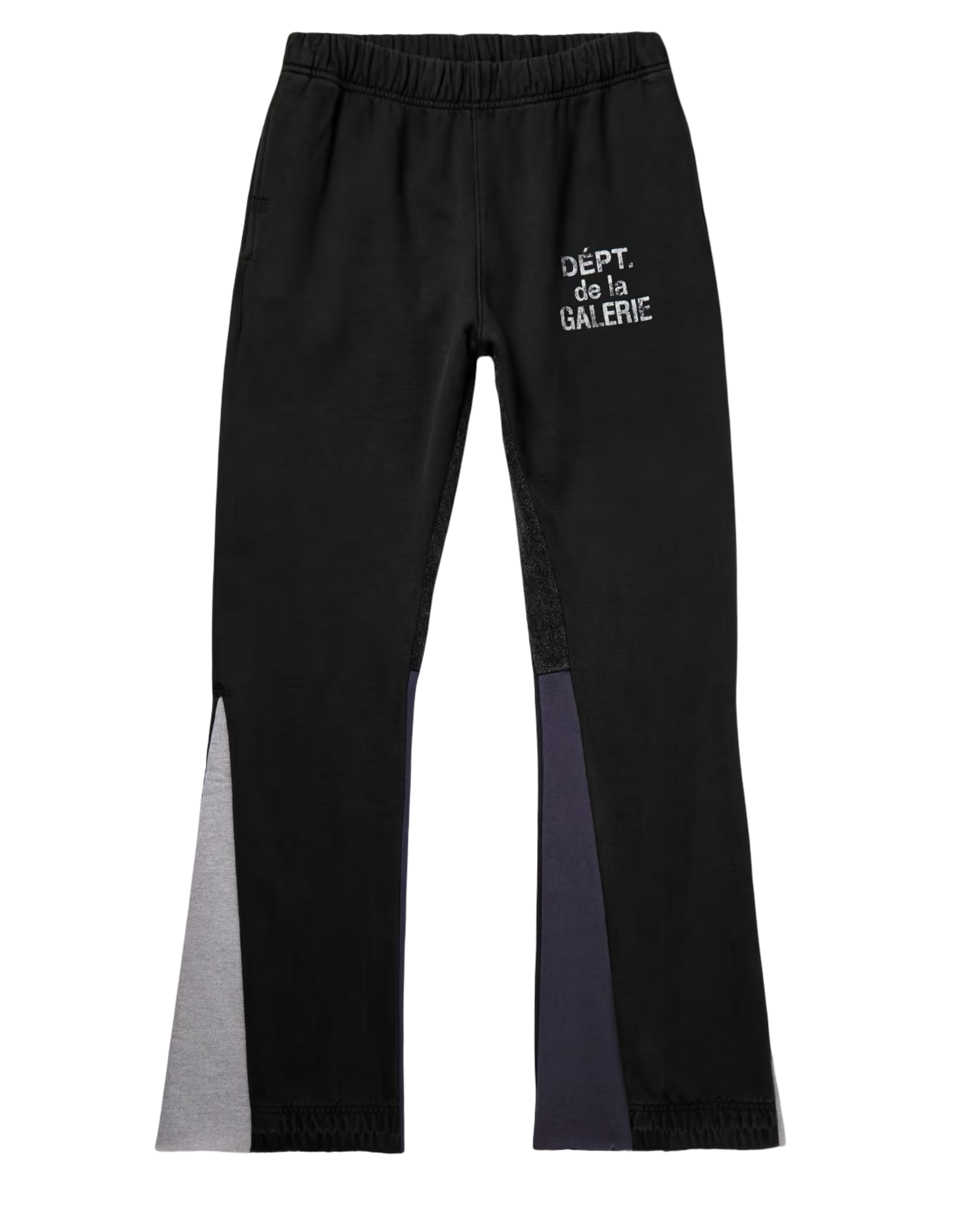 Flared Denim-Panelled Logo-Print Cotton-Jersey Sweatpants