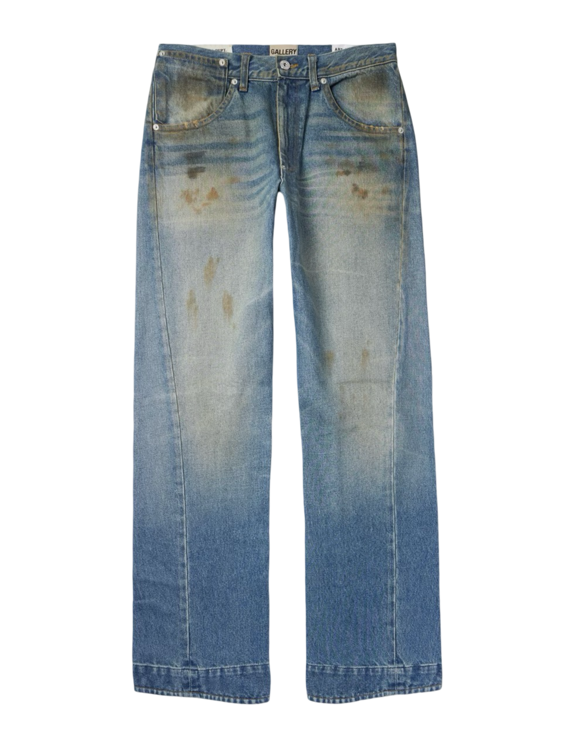 Zip Straight-Leg Distressed Jeans