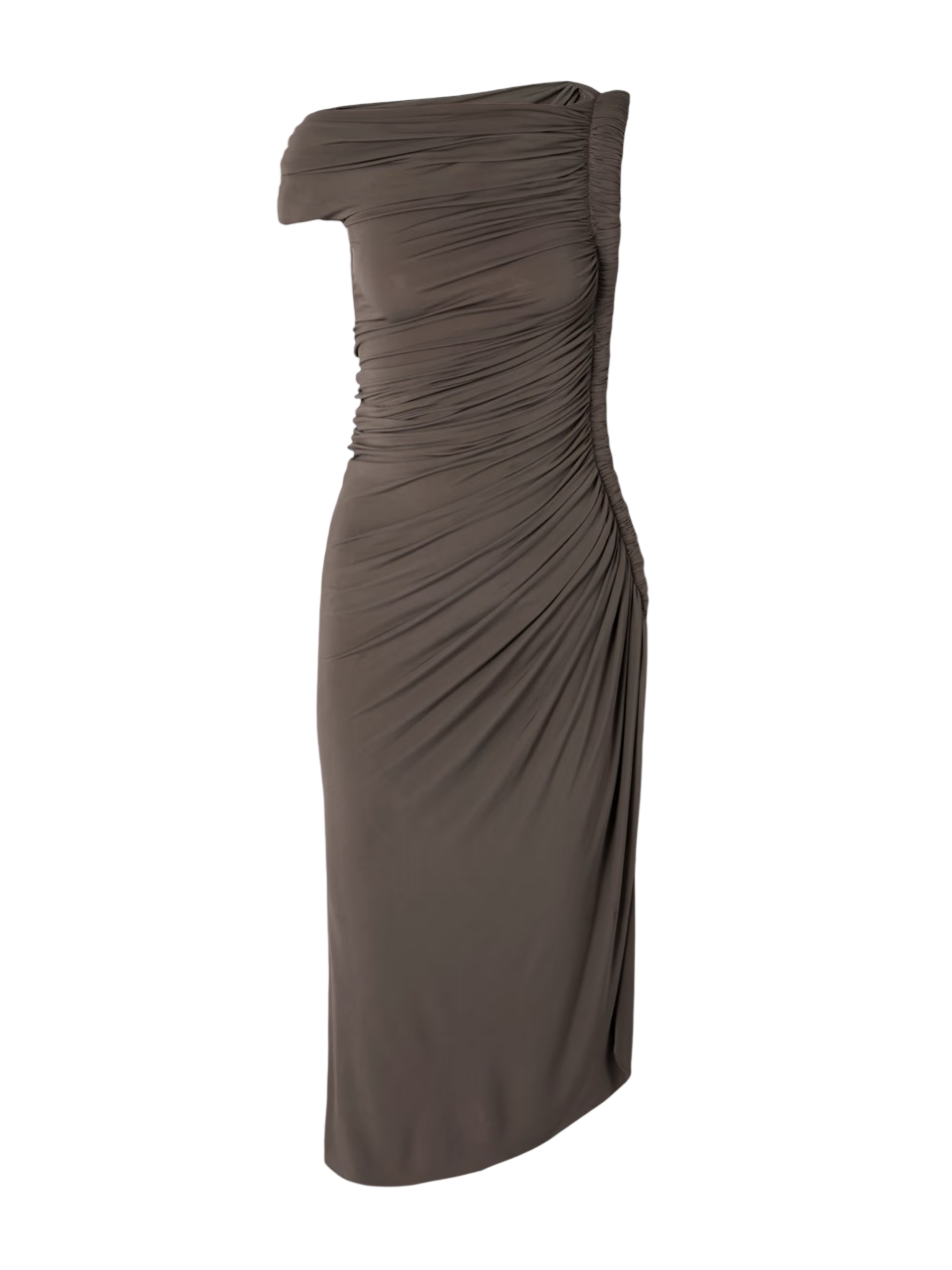 One-shoulder draped stretch-jersey midi dress