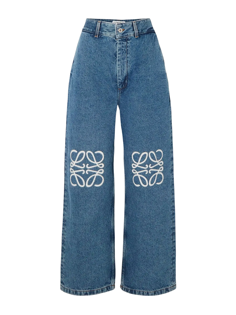 Anagram Baggy appliquéd high-rise wide-leg jeans