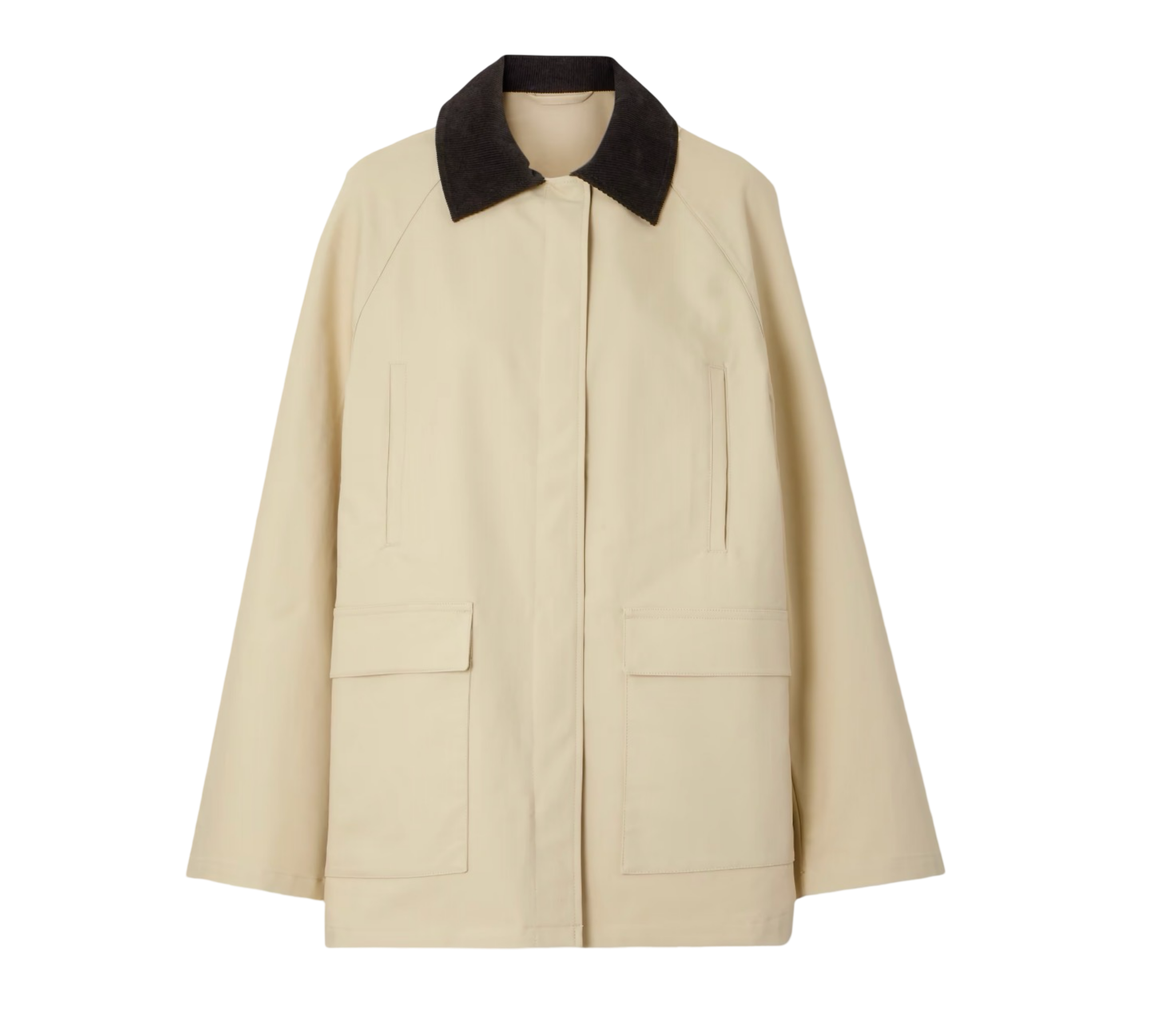 Corduroy-Trimmed Coated-Canvas Jacket