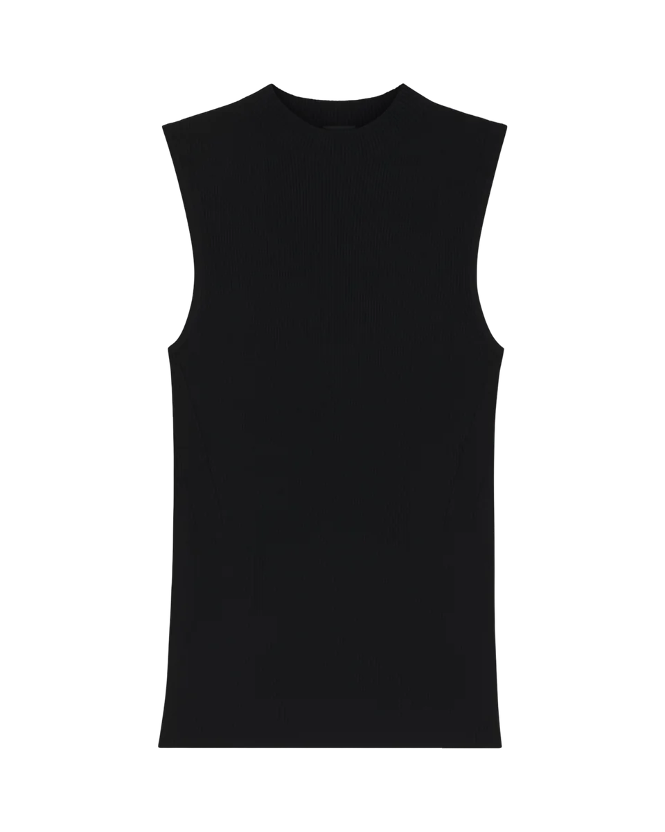 Ribbed Top With Mock Neckline