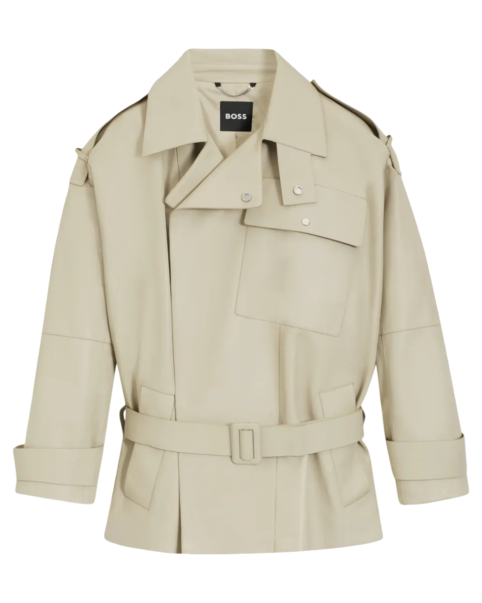 Satila Short Leather Trench Coat