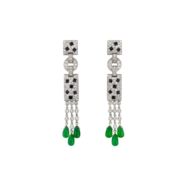 Panthère de Cartier earrings - White gold, emeralds, onyx, diamonds