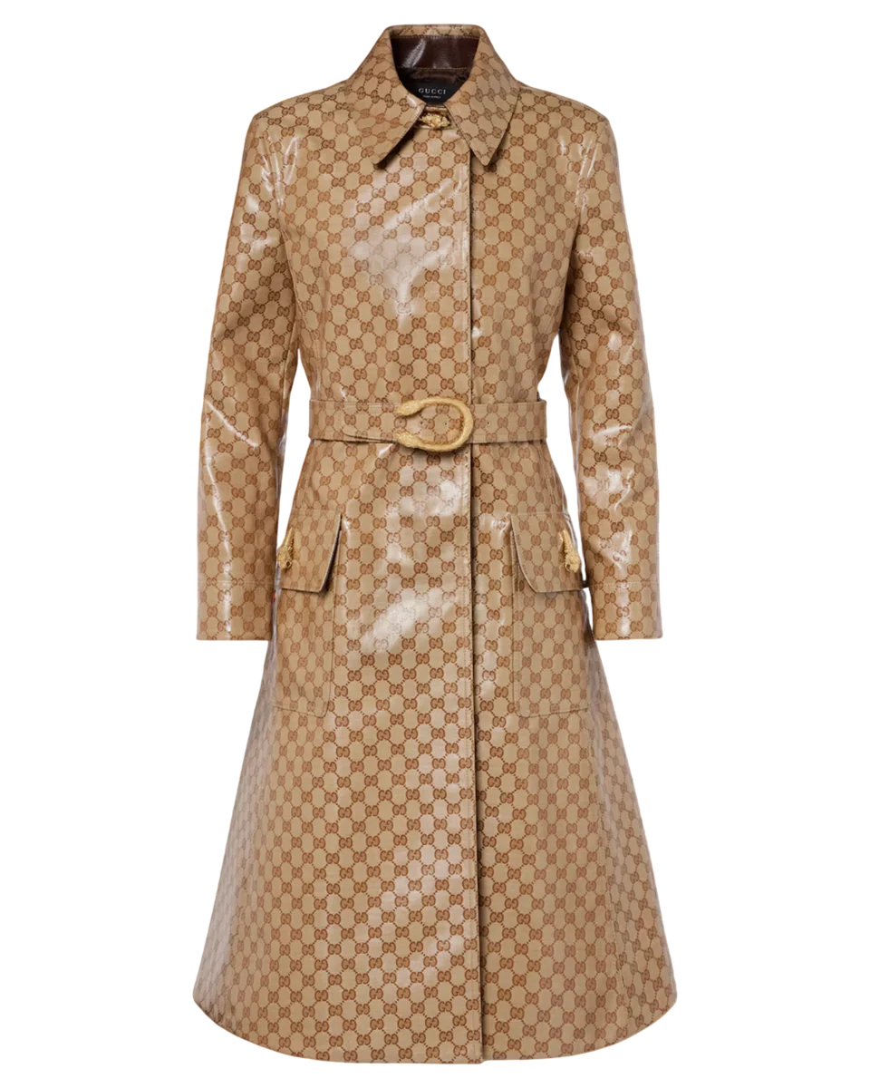 Coated GG Cotton Canvas Fabric Coat