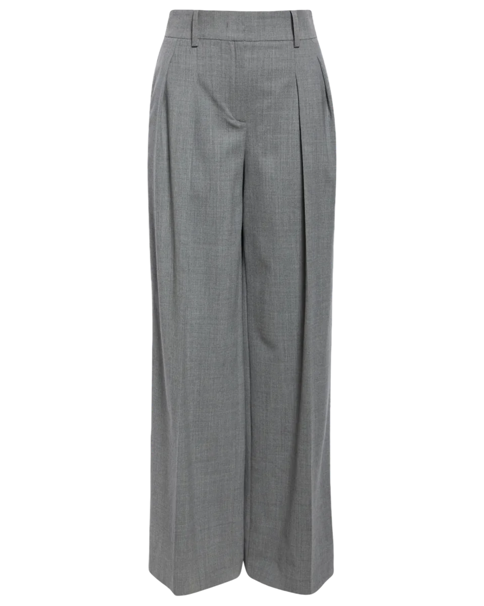 Pleated Slouch Stretch Wool Trousers