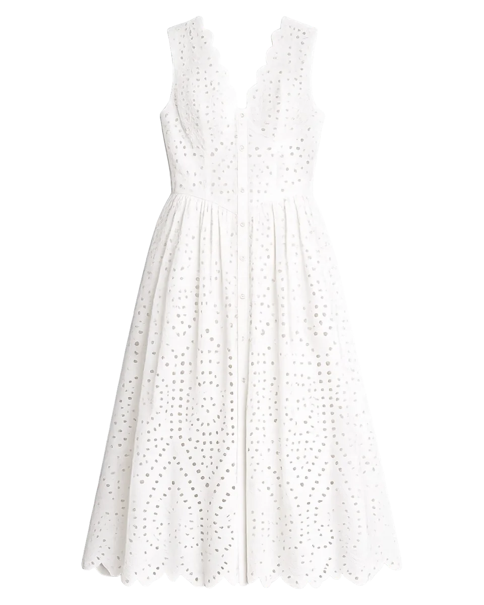 Broderie Anglaise Cotton Midi Dress