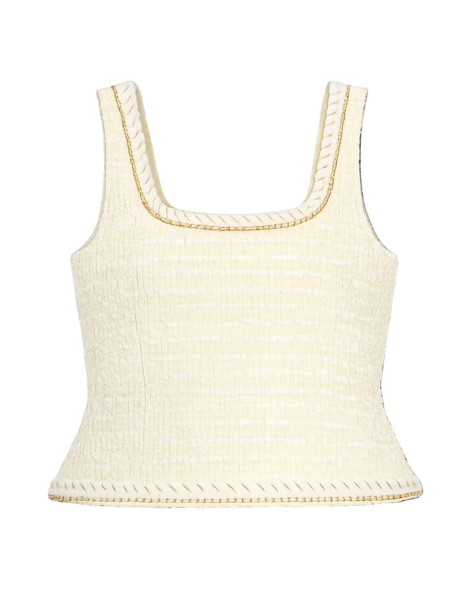 Tweed Chain Trim Tank Top