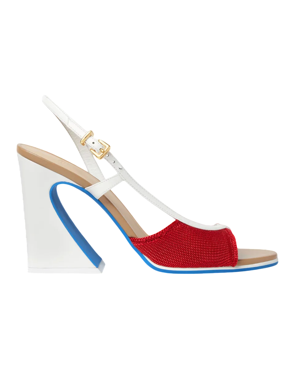 Arco White Leather High-heeled Sandals