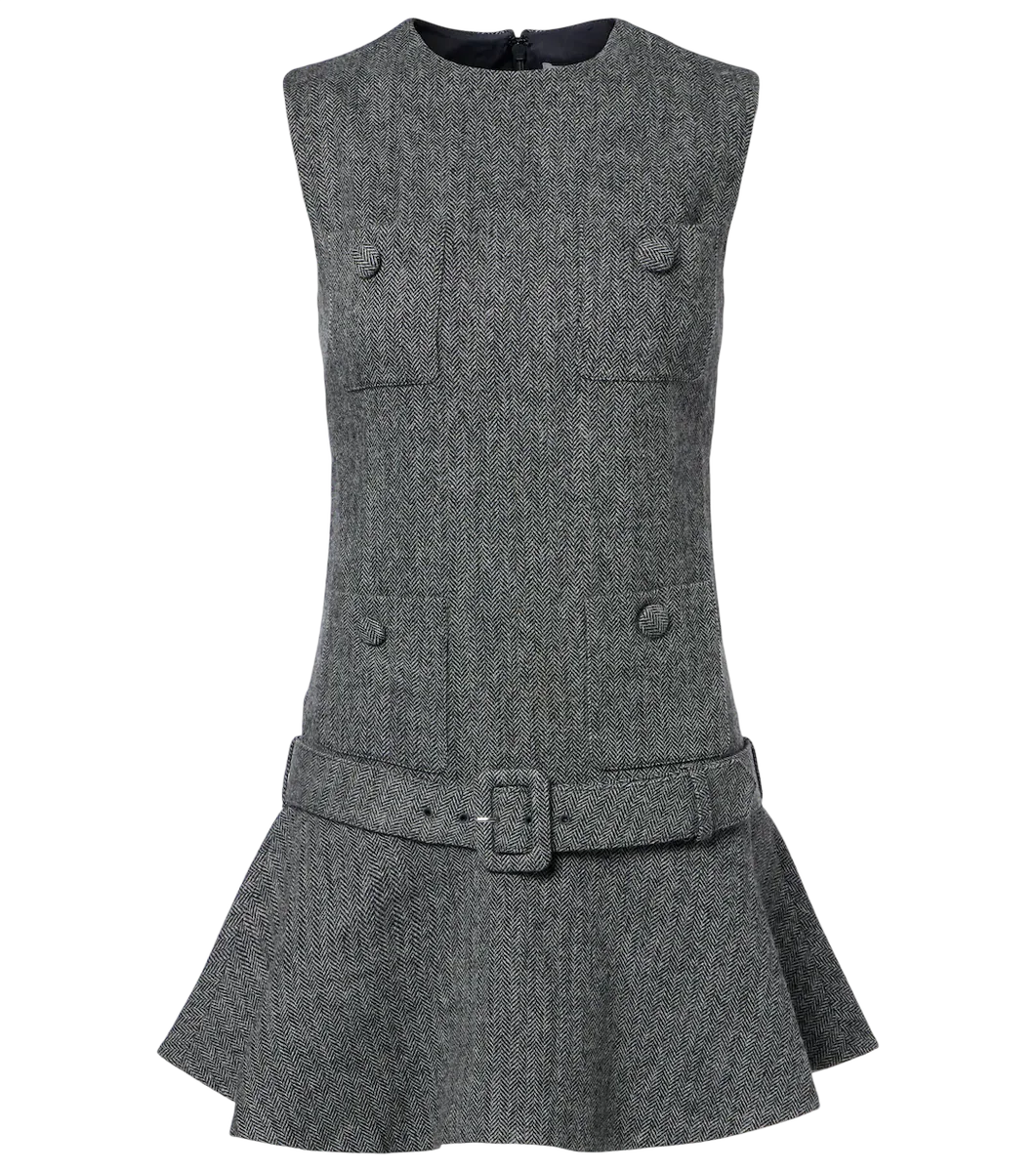 Herringbone Wool-Blend Minidress