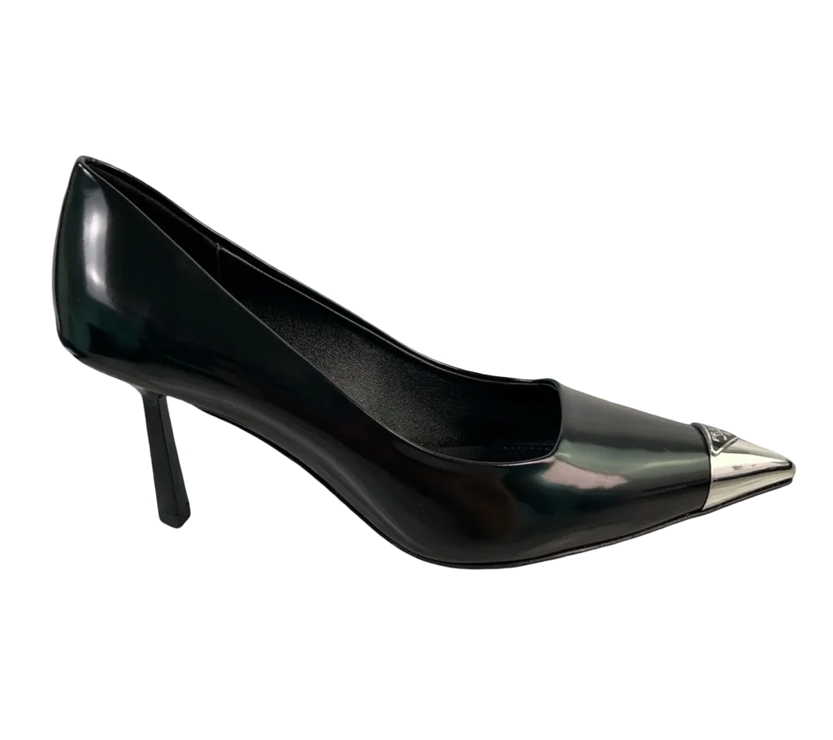 Prada 25s Metal-Capped Pointed-Toe High Heels