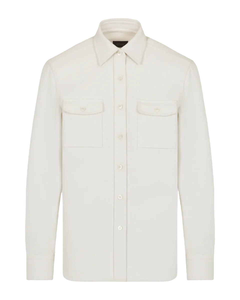 White Cotton And Silk Military Shirt