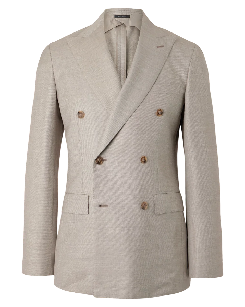 Double-Breasted Wool and Silk-Blend Twill Suit Jacket