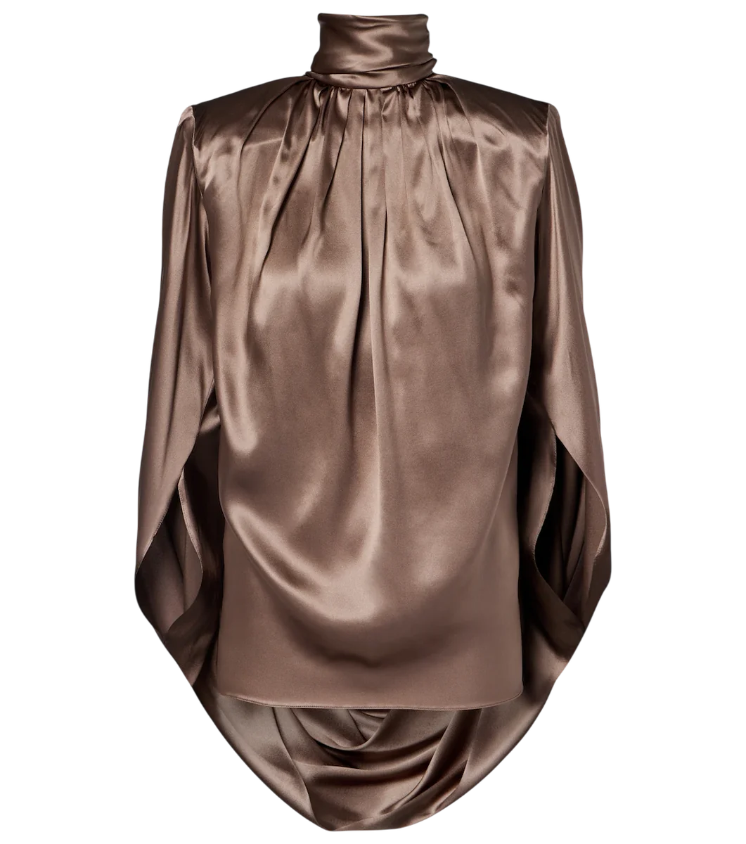 Draped Silk-Blend Satin Top