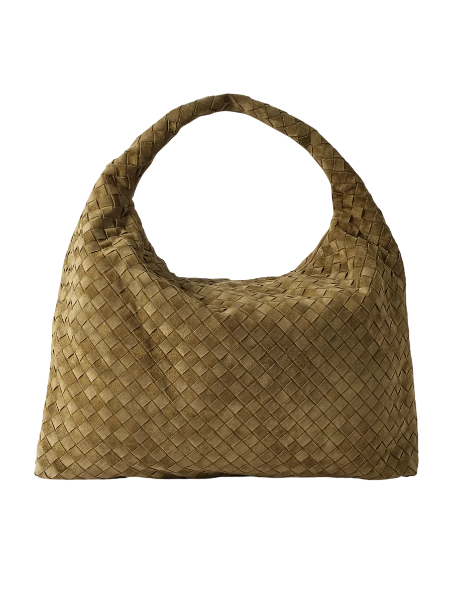 Hop Large Intrecciato Suede Shoulder Bag