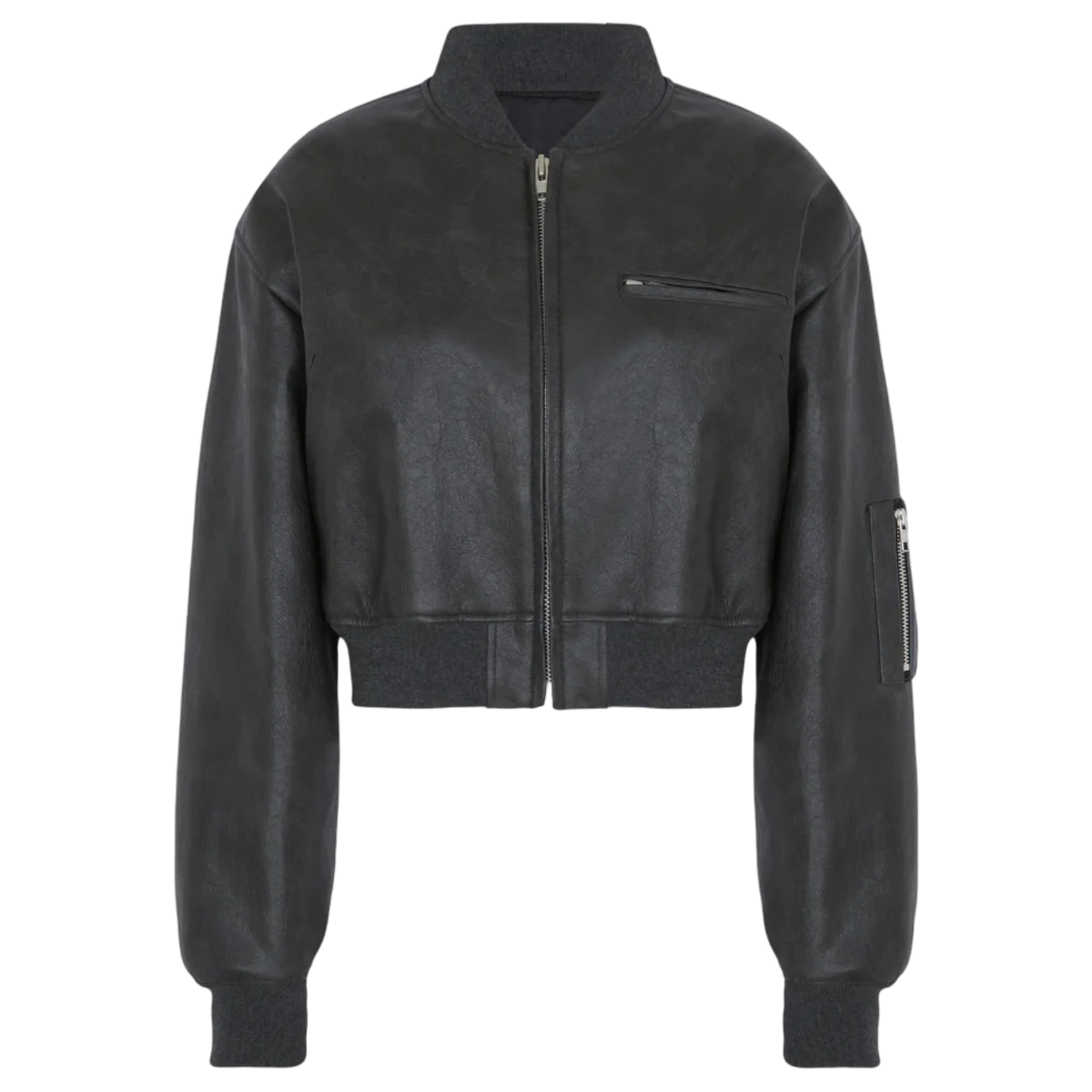 Gae Faux Leather Cropped Bomber