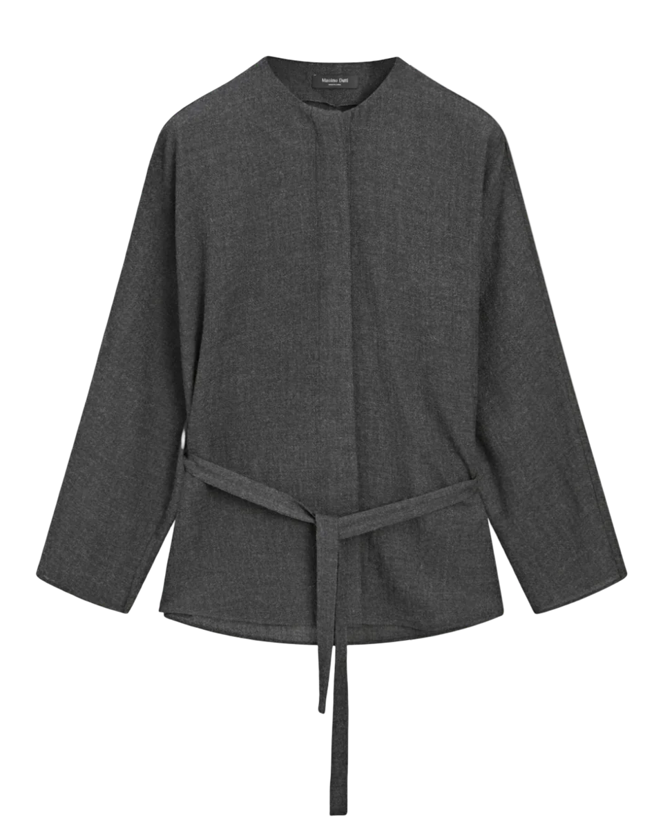 Felt Texture Shirt With Tie Detail