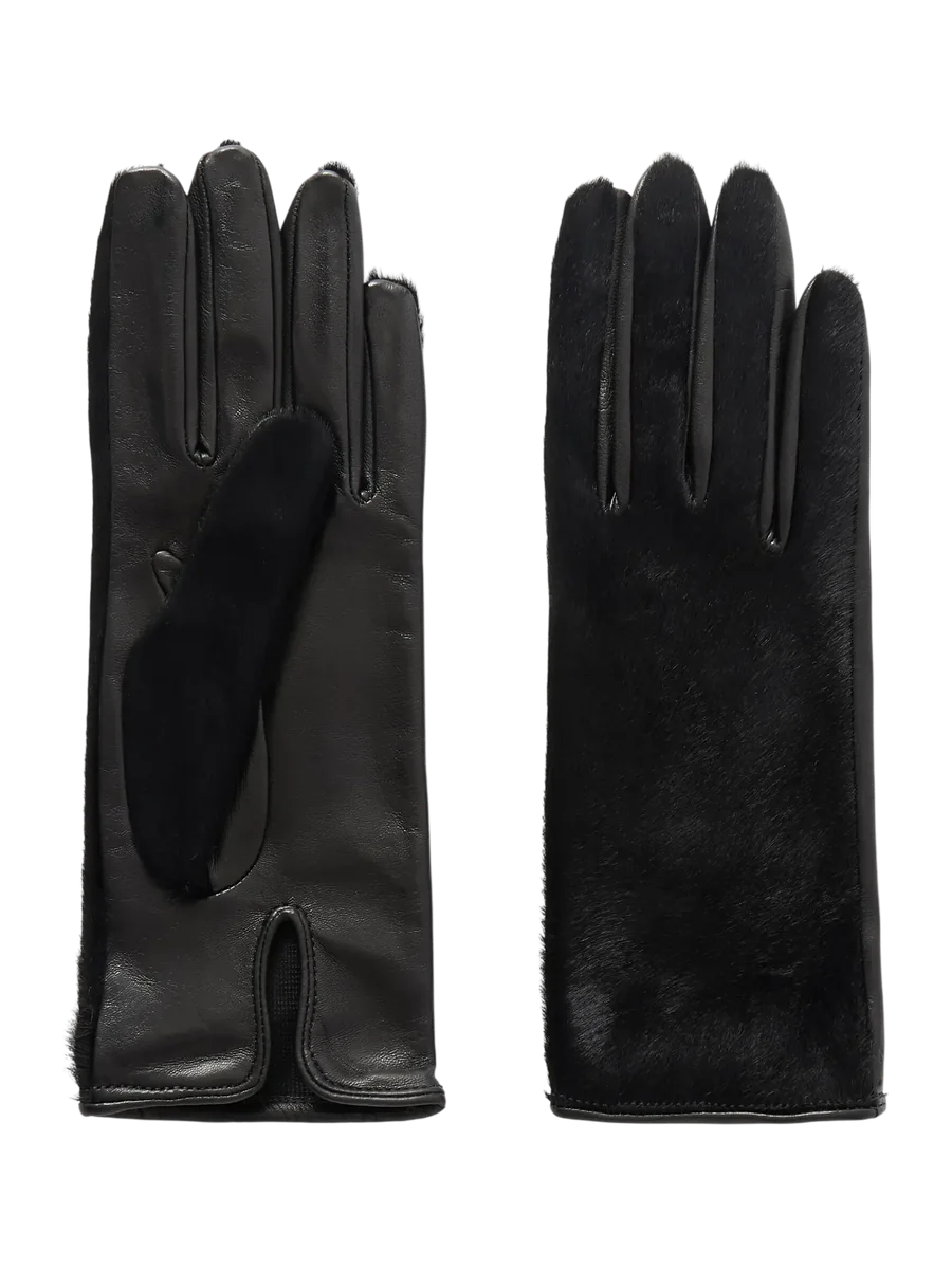 Calf Hair And Leather Gloves