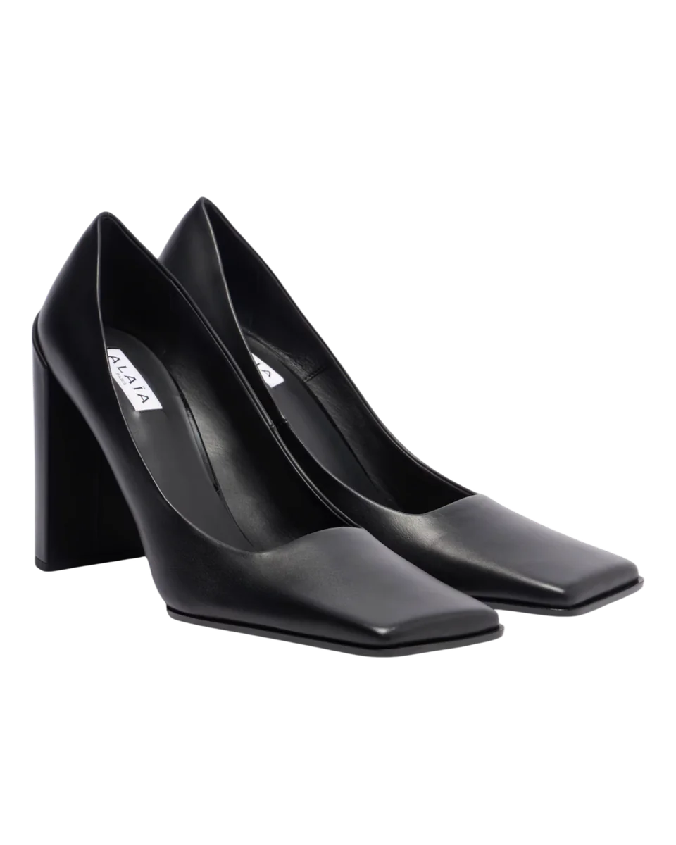 Square Leather Pumps