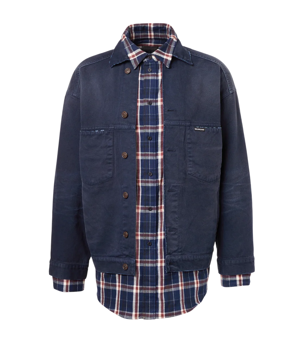 Checked Layered Denim Jacket