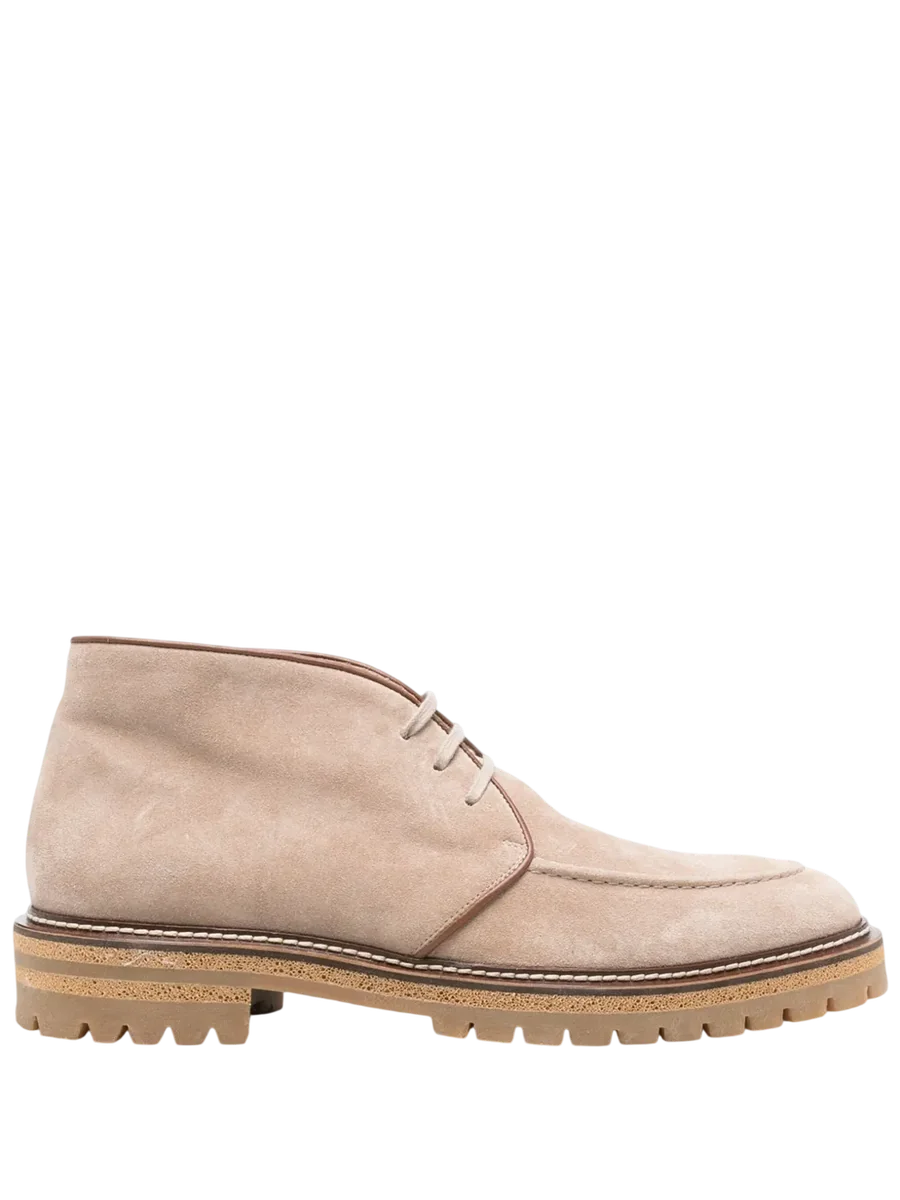 Suede Leather Lace-Up Boots