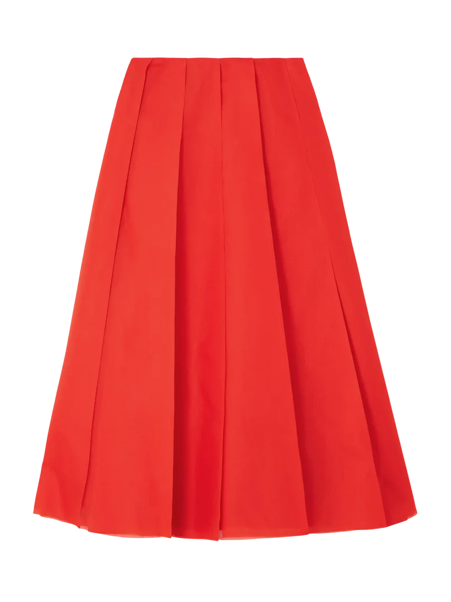 Dex Pleated Silk-Organza Midi Skirt