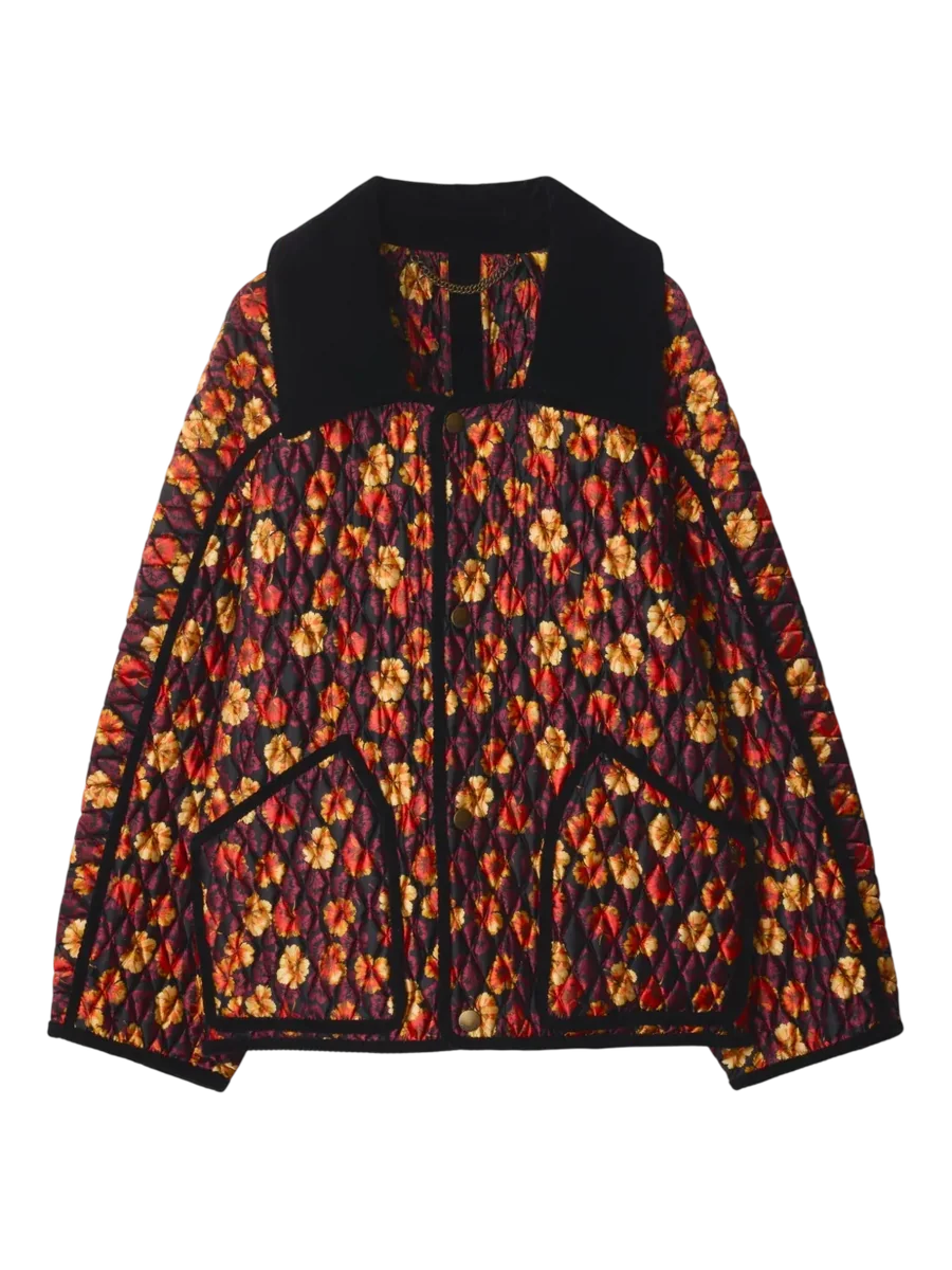 Floriston Geranium Leaf-Print Quilted Jacket