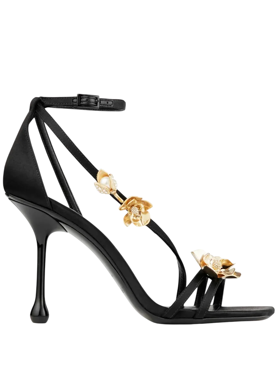 Zea 95mm Floral-Appliqué Sandals