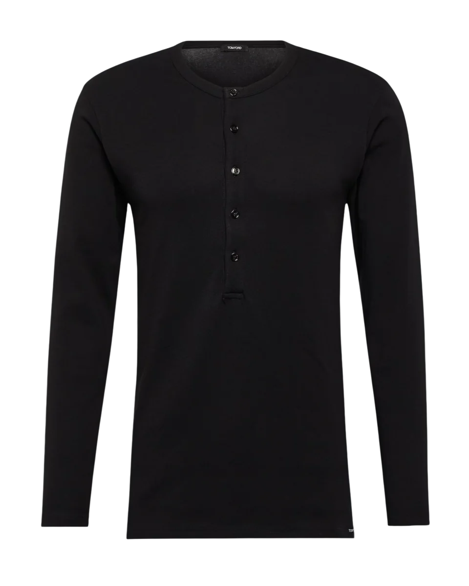  Cotton-Blend Henley Shirt