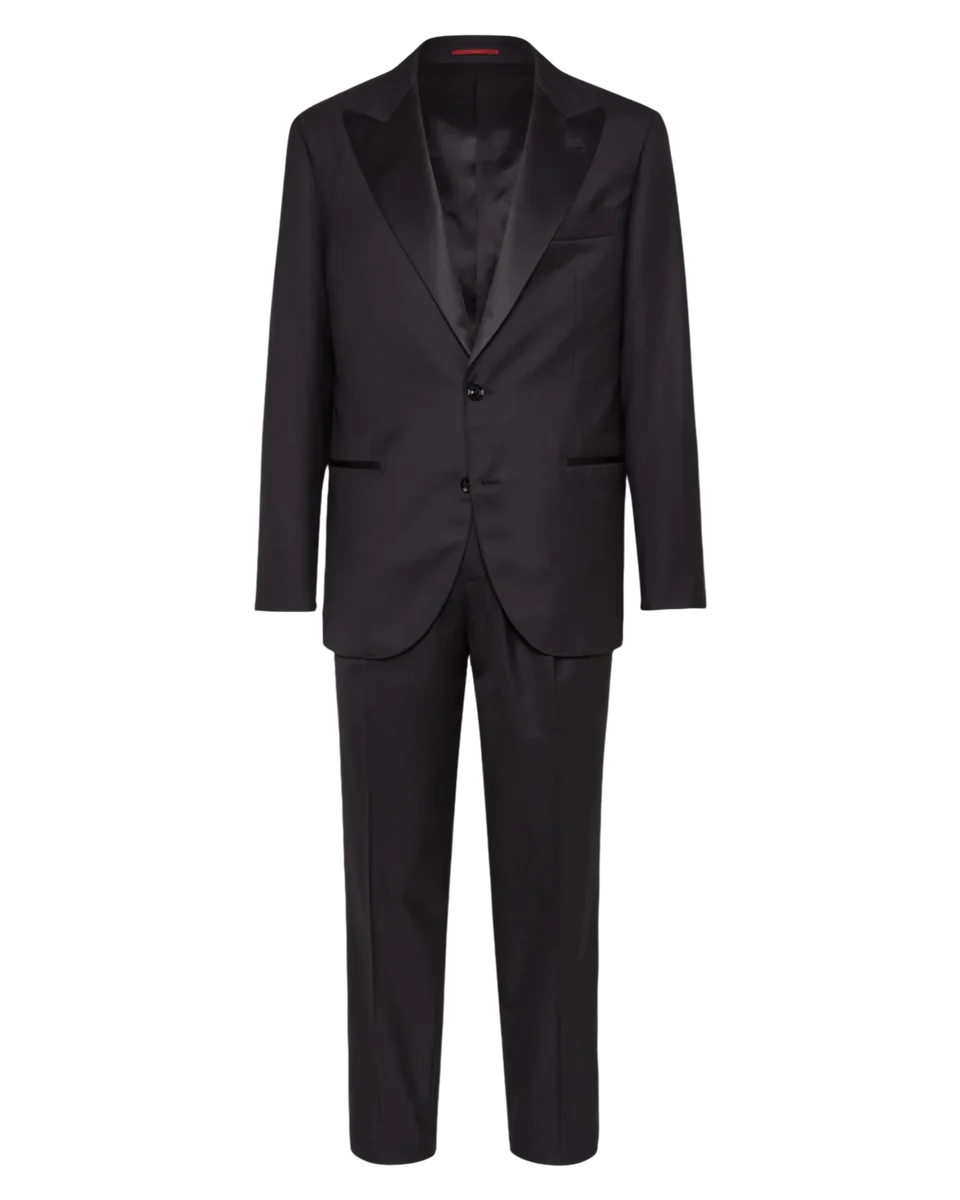 Single-breasted Satin Wool-blend Suit