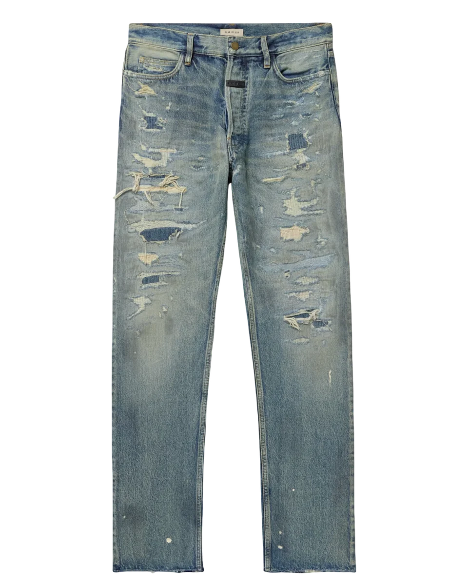 Straight-Leg Logo-Appliquéd Distressed Jeans
