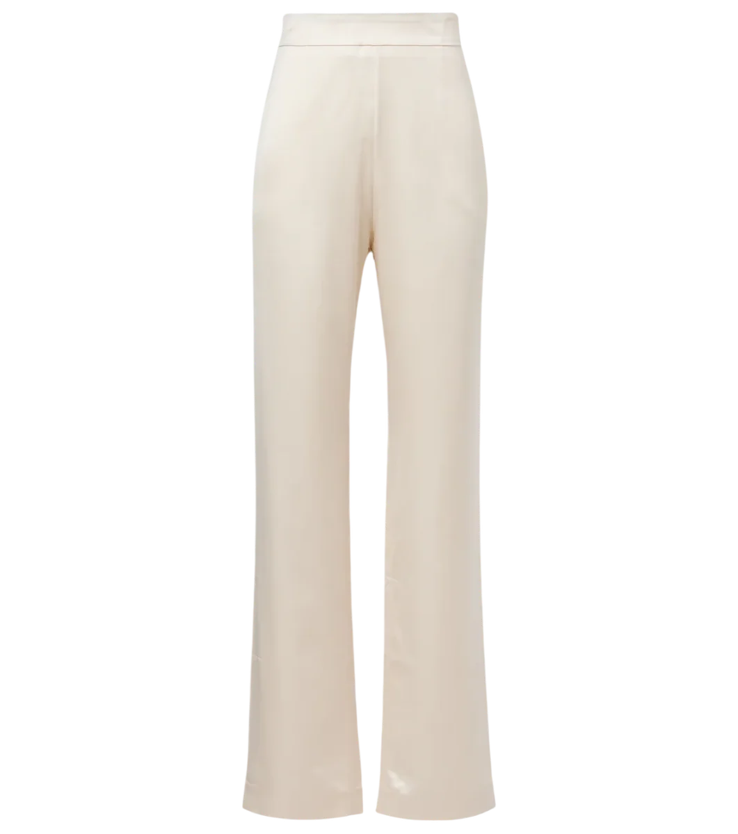 High-Rise Satin Straight Pants