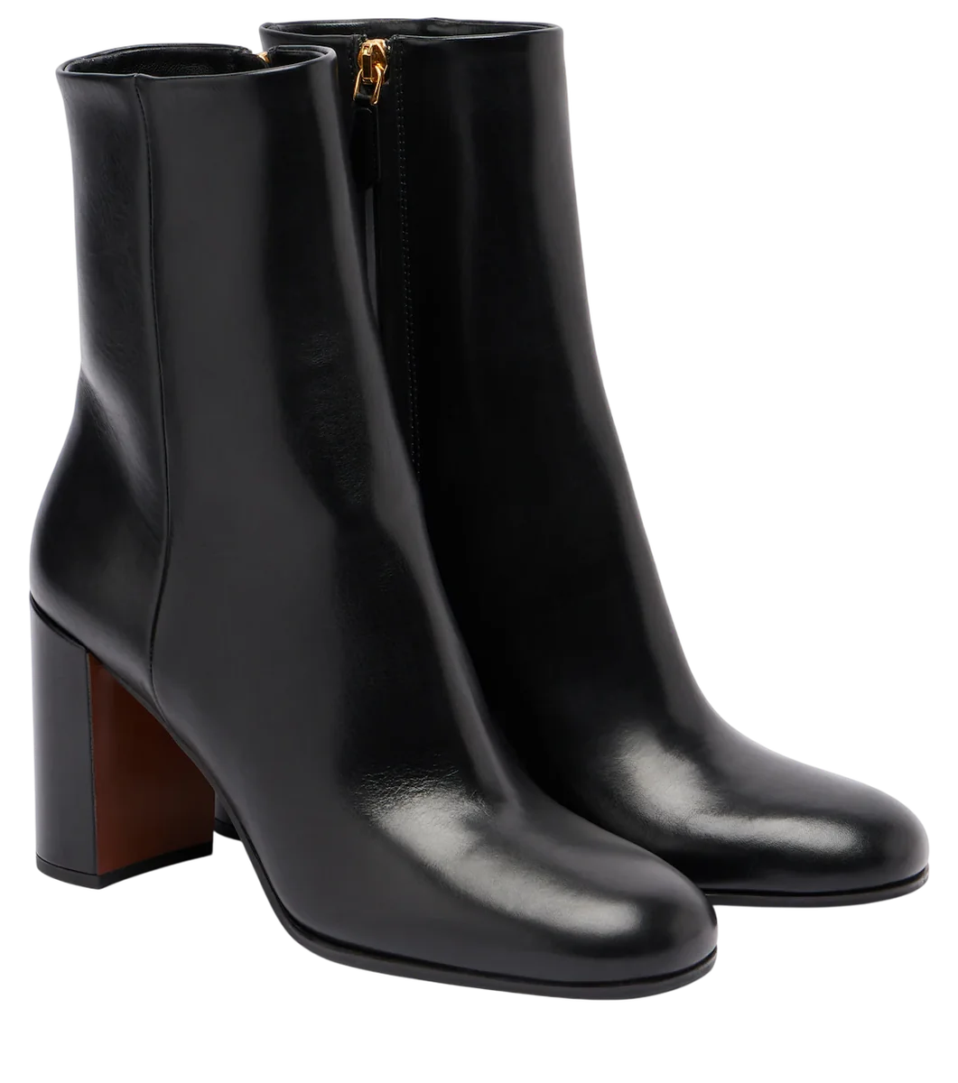 Logo Leather Ankle Boots