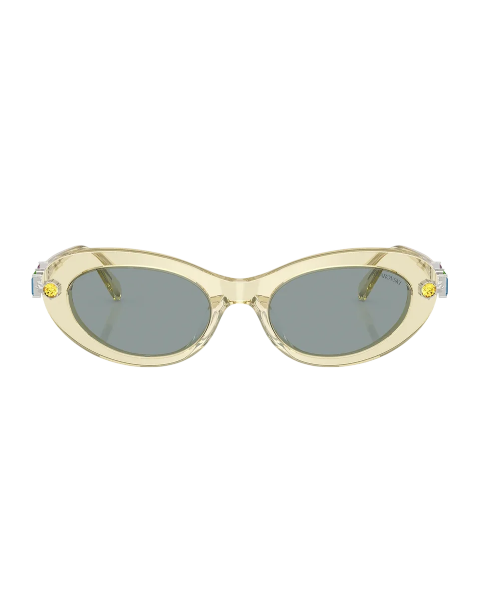 Sk6042 Crystal-Embellished Acetate Oval Sunglasses