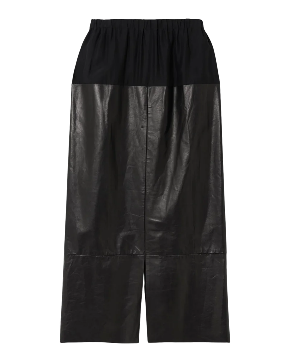 Laure Paneled Silk-Jersey And Leather Midi Skirt