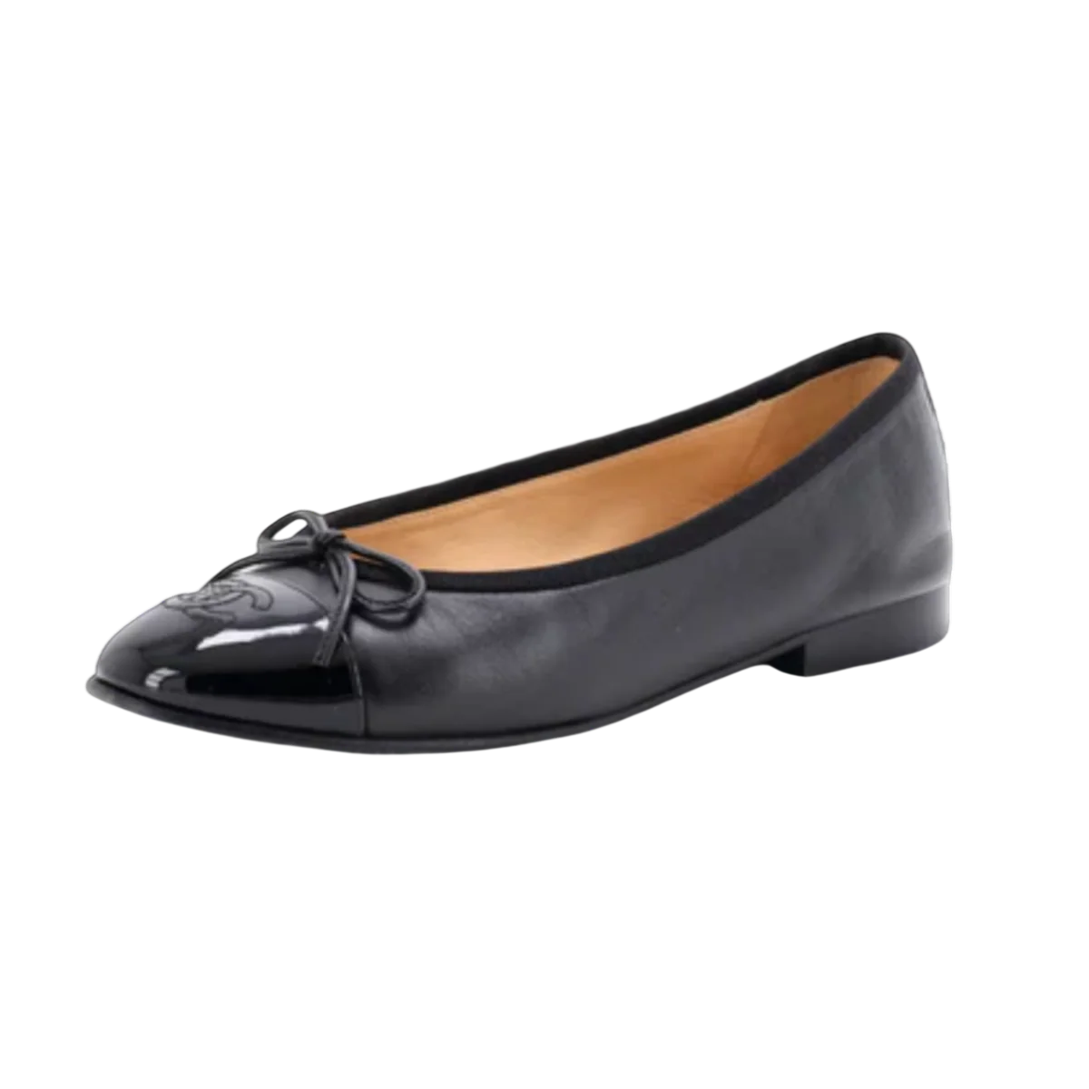 CC Cap Toe Bow Ballerina Flats Leather and Patent