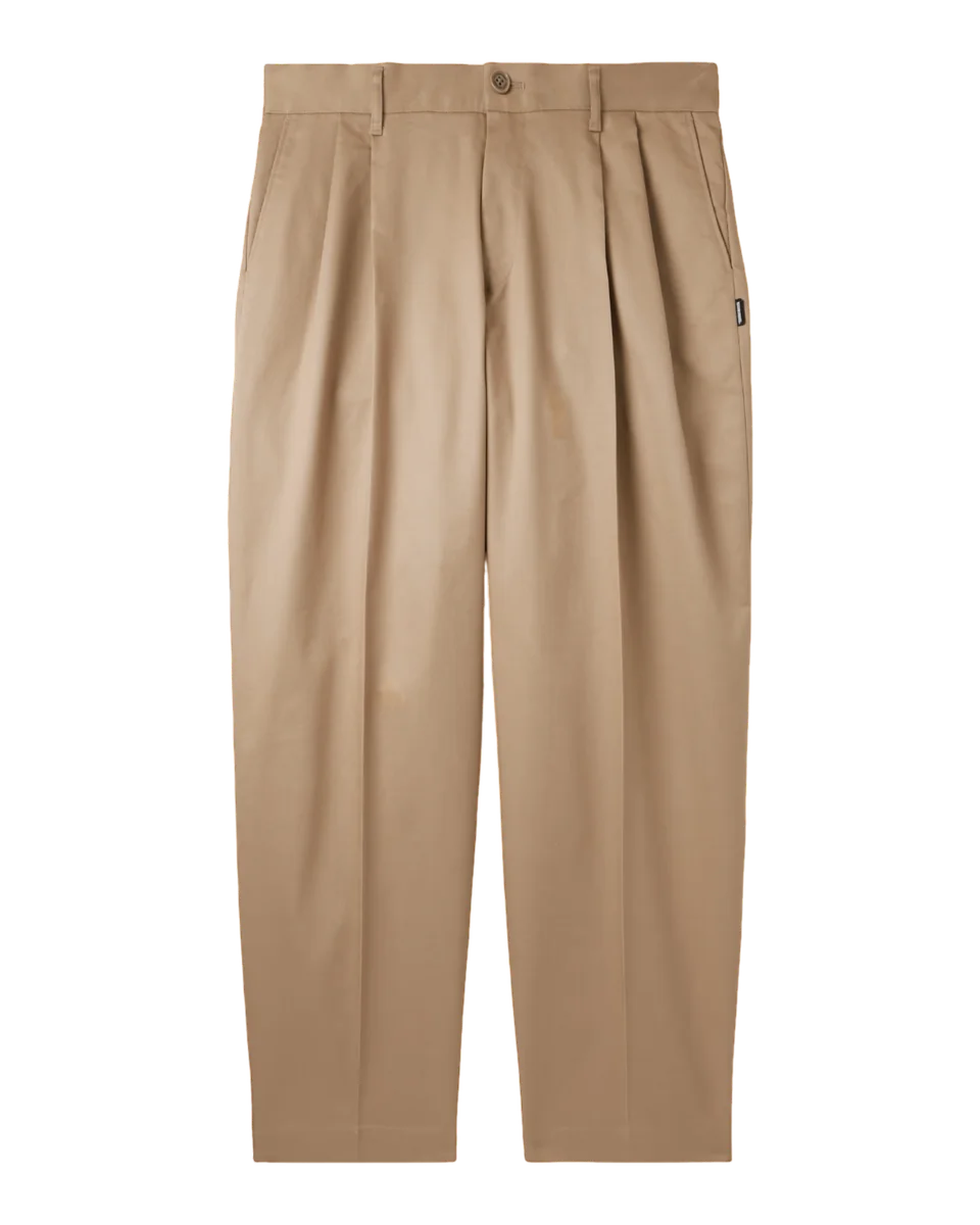 Two Tuck Straight-Leg Cotton-Blend Trousers
