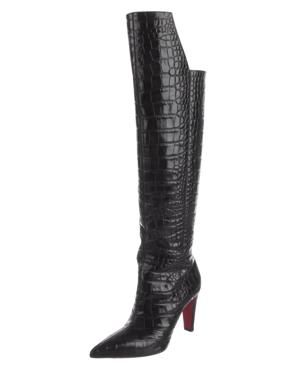 Croc Embossed Leather Boots