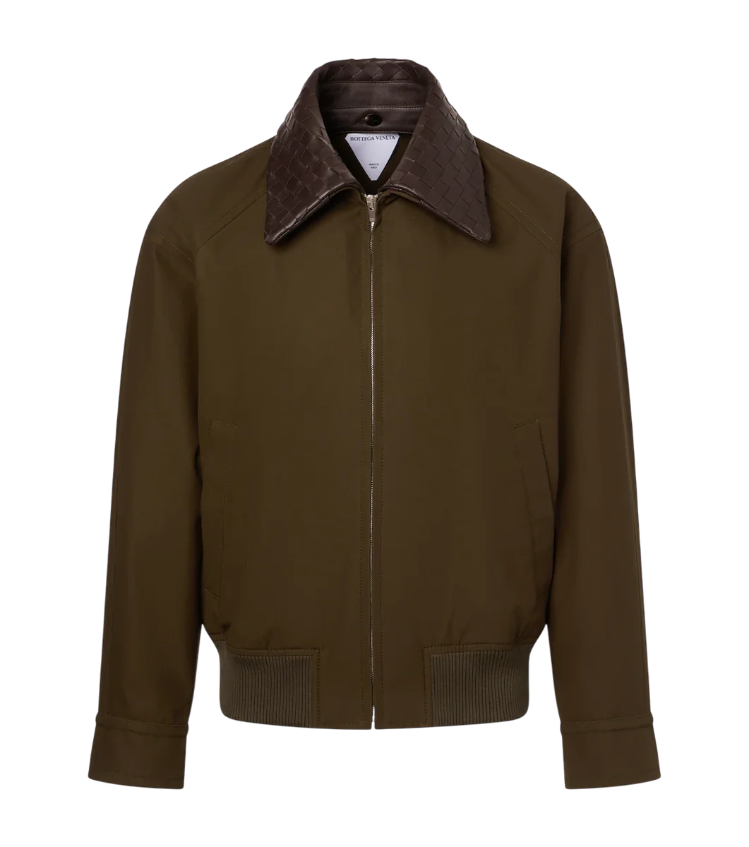 Leather-Trimmed Cotton Twill Blouson Jacket