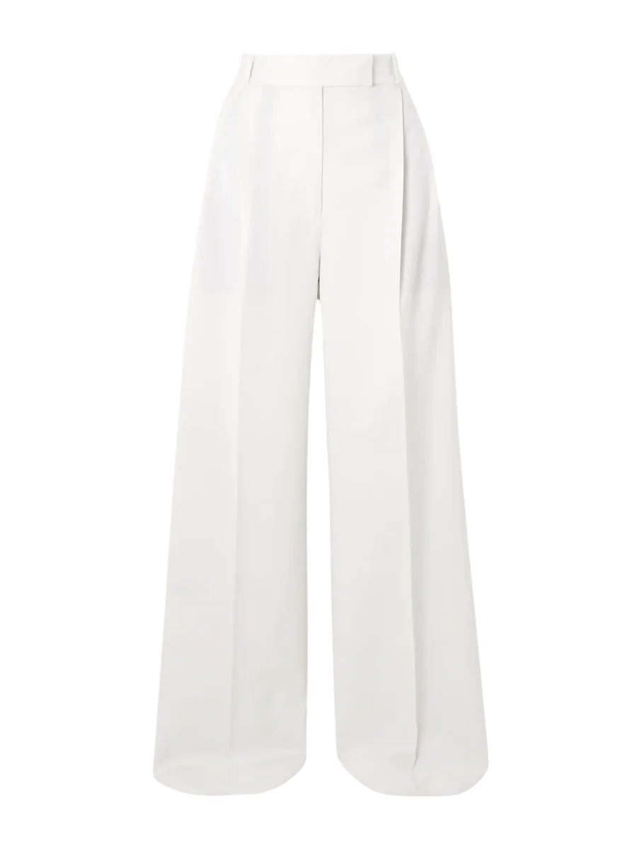 Pleated Wool-Blend Twill Wide-Leg Pants