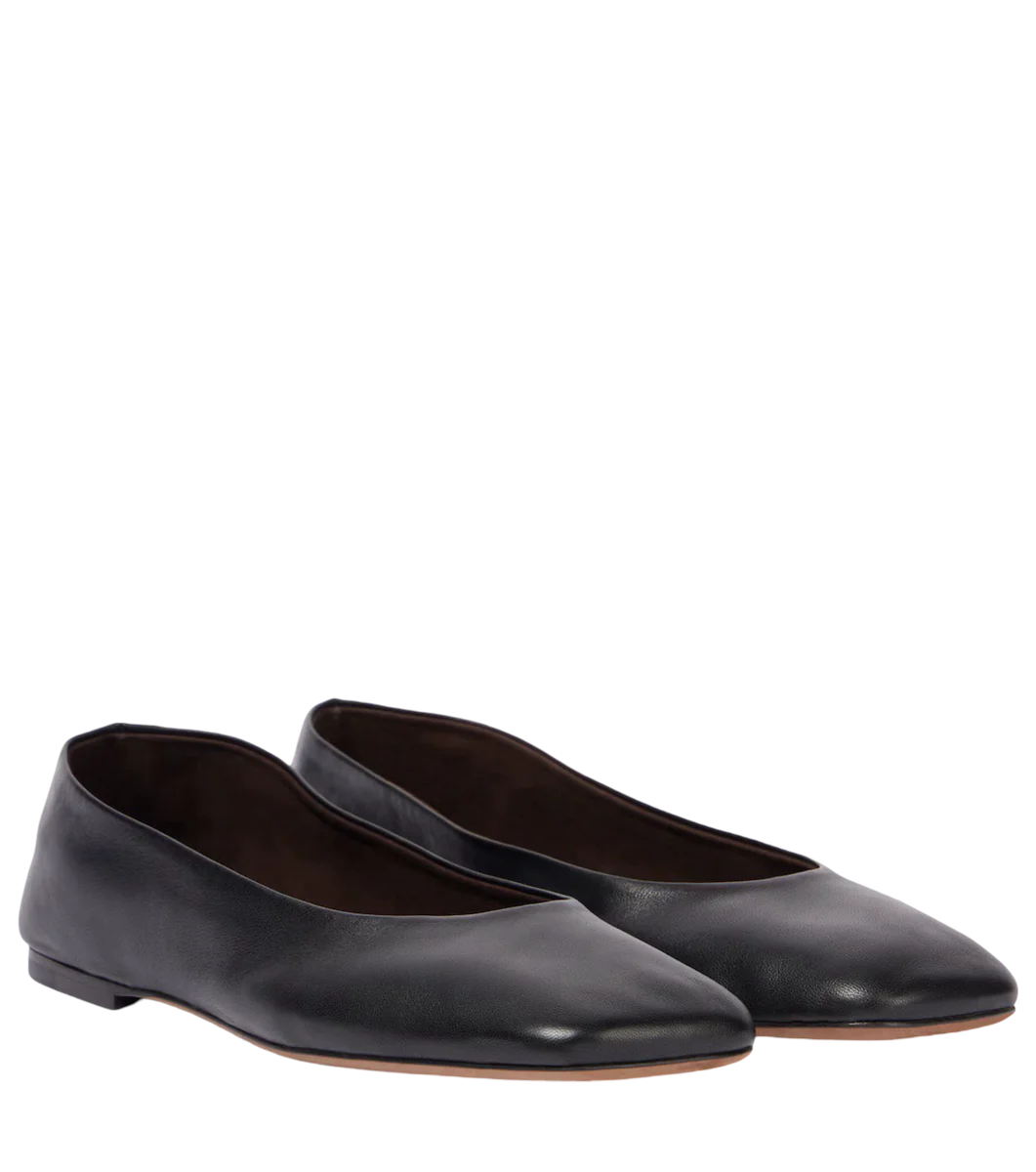 Square Leather Ballet Flats