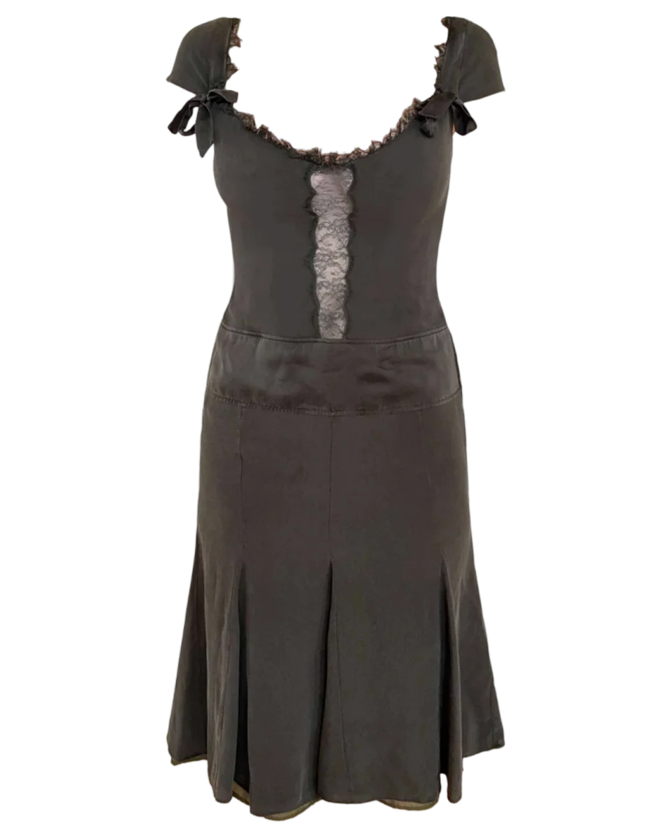 Valentino 2000s Silk And Lace Dress