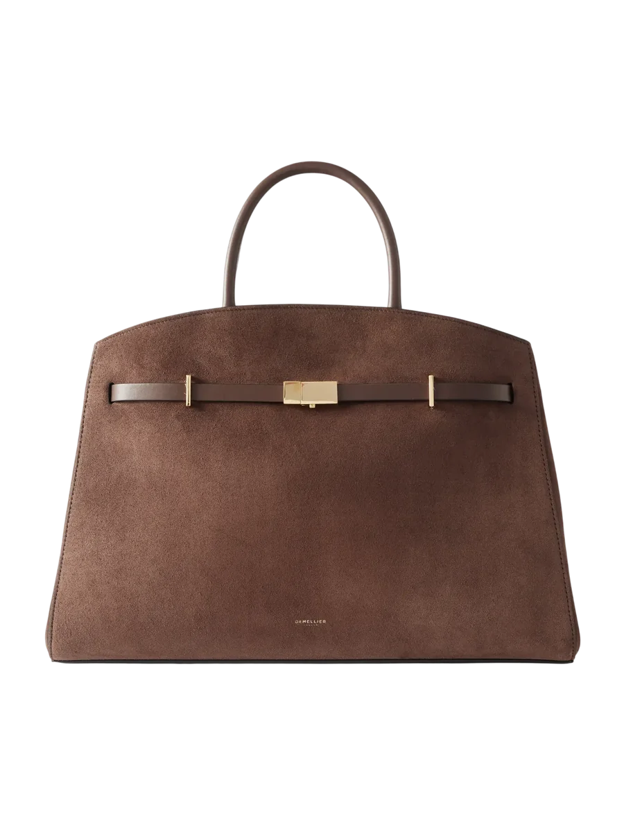 The Hudson Leather-Trimmed Suede Tote