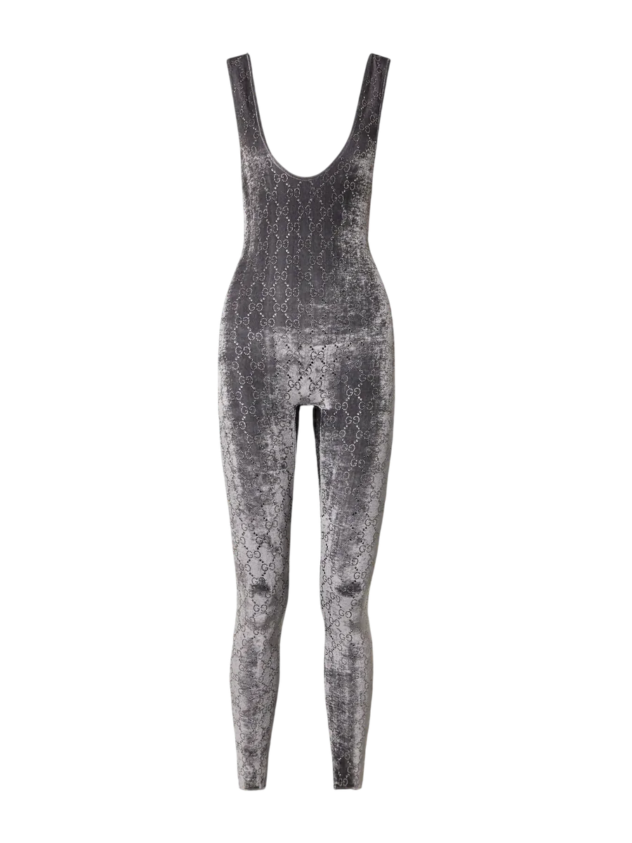 Crystal-Embellished Velvet Jumpsuit