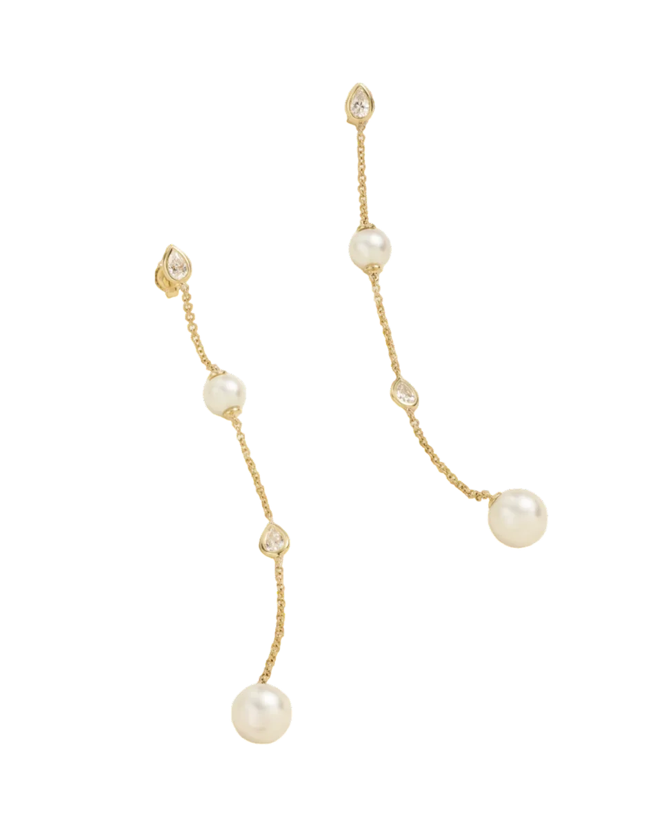 14-Karat Gold, Pearl And Diamond Earrings