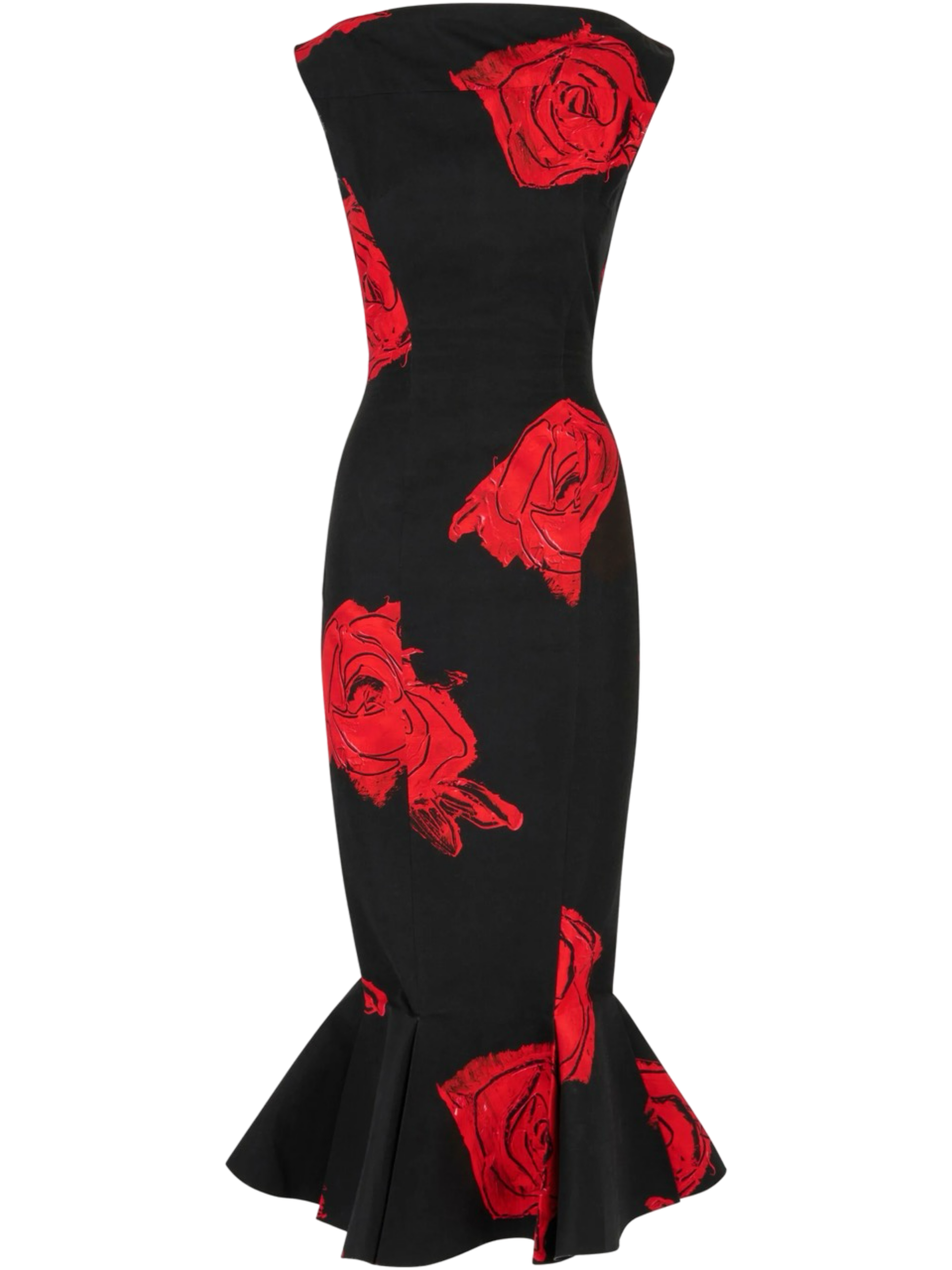 Rose-printed mermaid dress