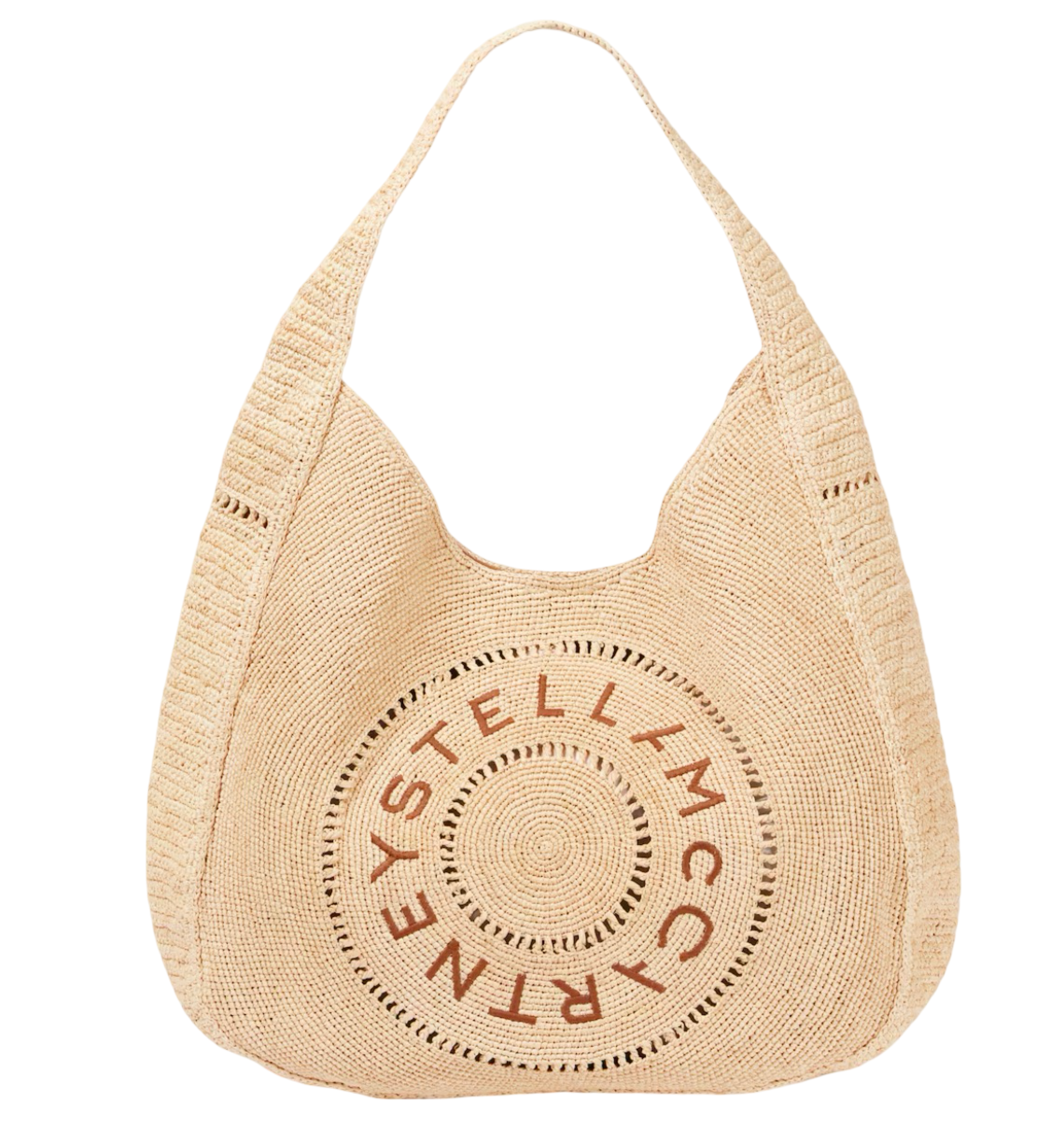 Logo embroidered raffia tote bag