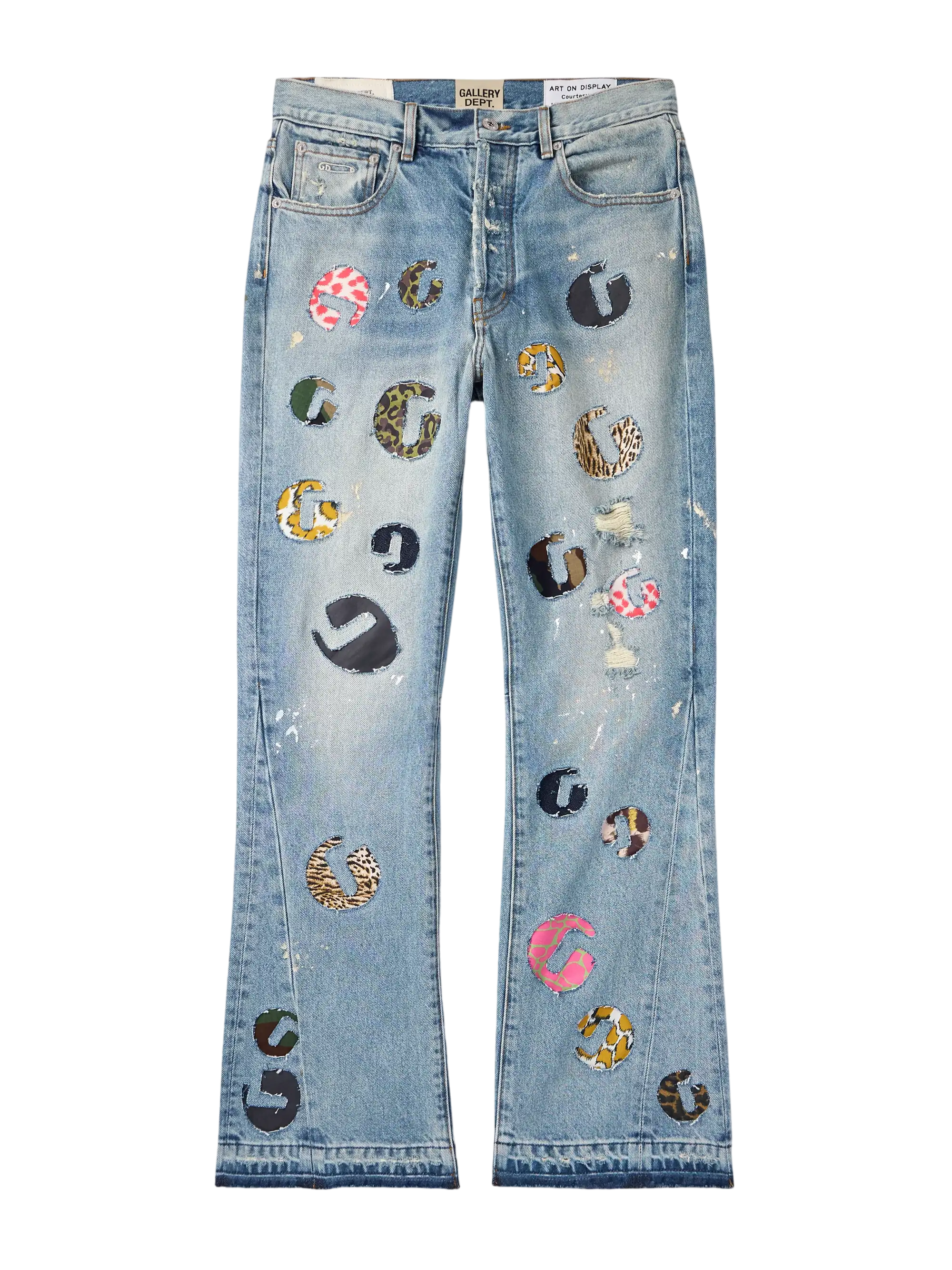 G-Time Flared Distressed Logo-Appliquéd Jeans