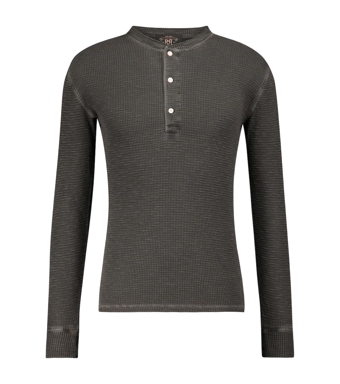 Waffle-Knit Cotton Henley Shirt